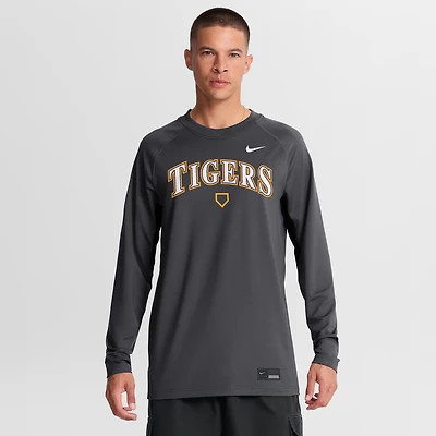 Men's Nike Anthracite LSU Tigers Dugout Dri-FIT Lightweight Crew Pullover
