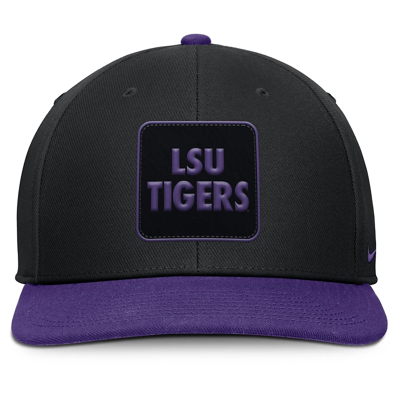 Men's Nike Black/Purple LSU Tigers 2025 Sideline Campus Pro Local Snapback Hat
