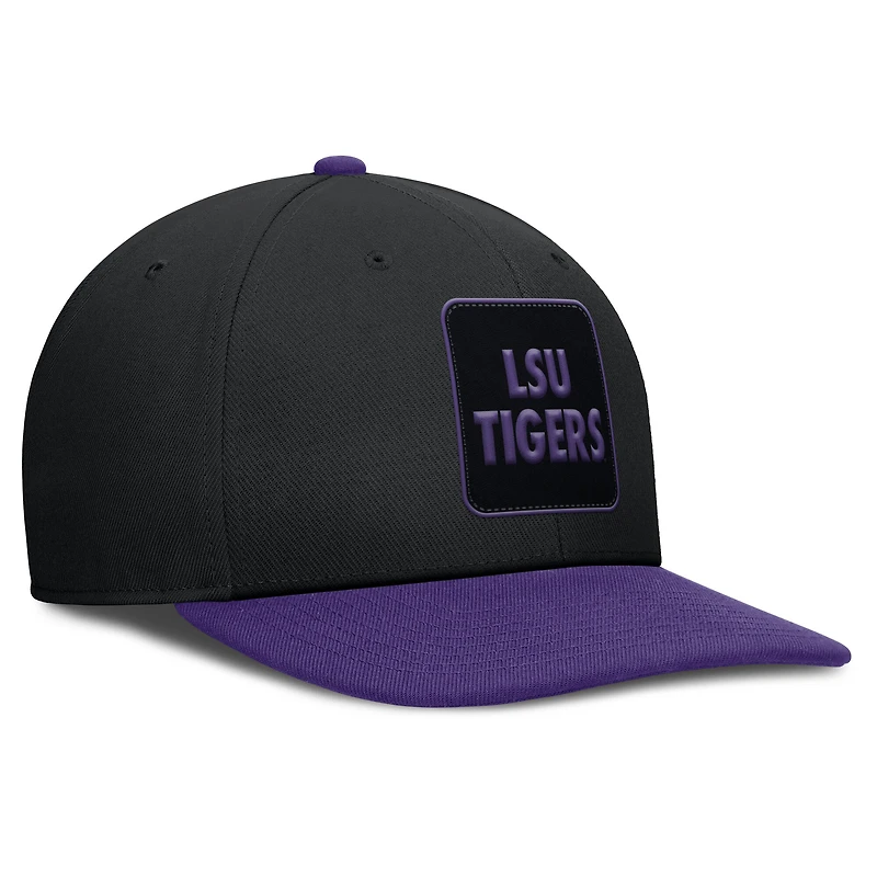 Casquette Nike noire/violette LSU Tigers 2025 Sideline Campus Pro Local Snapback pour homme