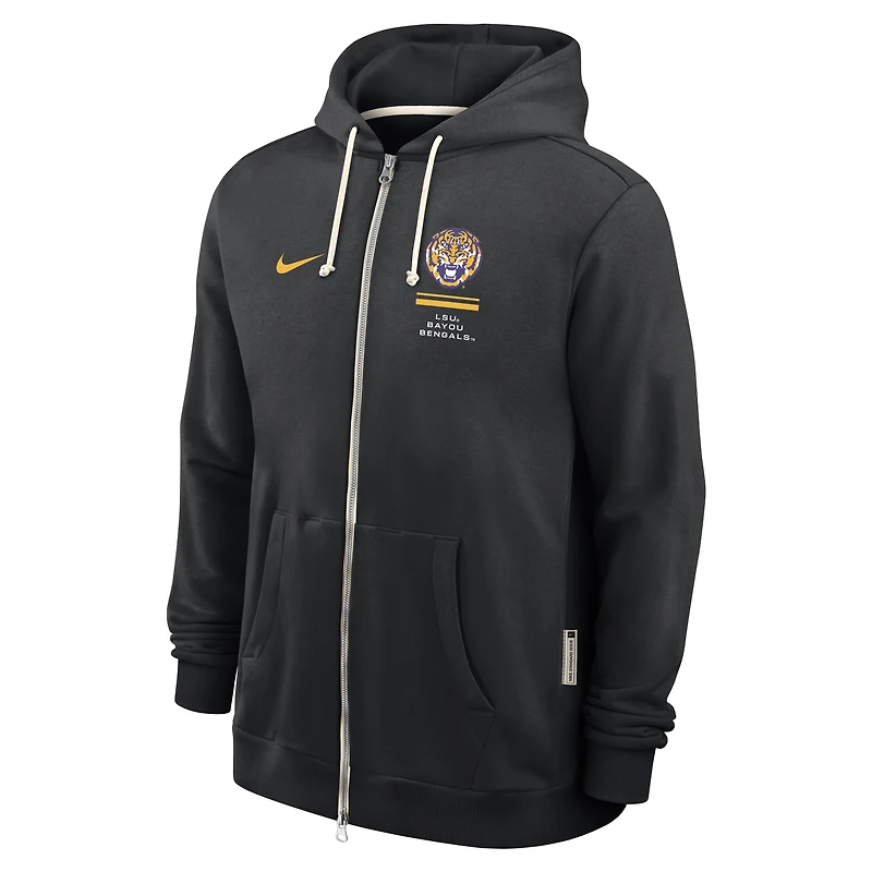 Sweat à capuche zippé Nike LSU Tigers 2026 Sideline Standard Issue Dri-FIT noir pour homme