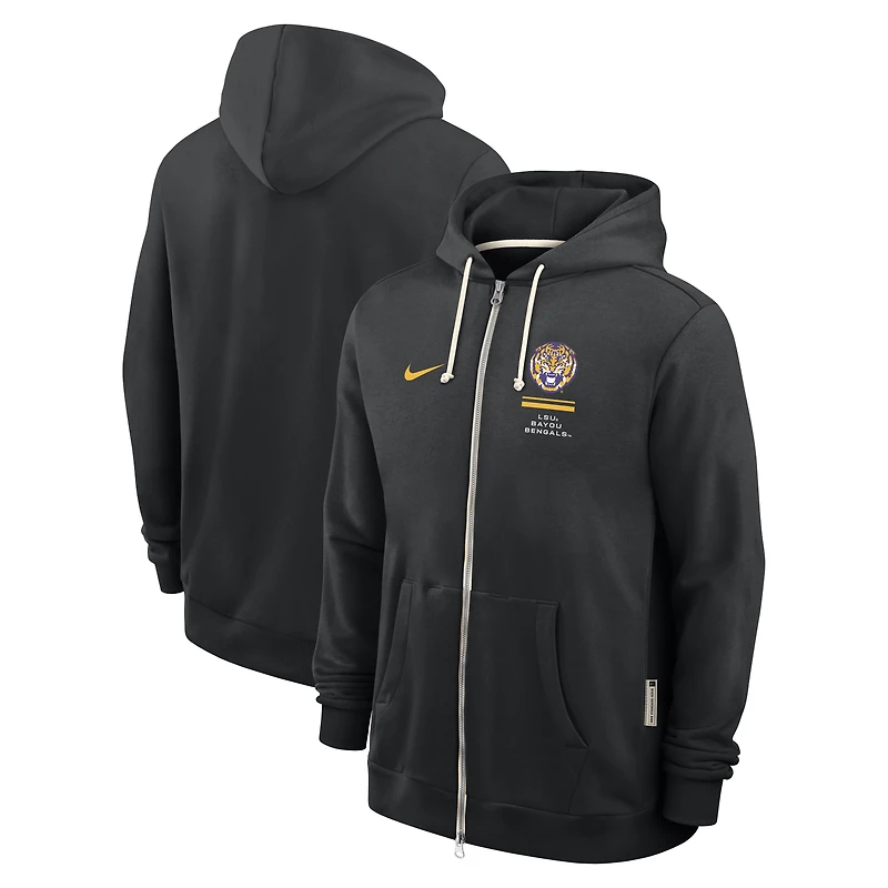 Sweat à capuche zippé Nike LSU Tigers 2026 Sideline Standard Issue Dri-FIT noir pour homme