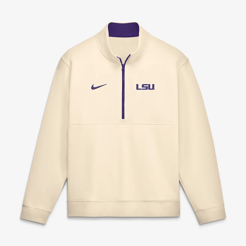 Men's Nike Cream LSU Tigers Primetime Club Fleece Half-Zip Pullover