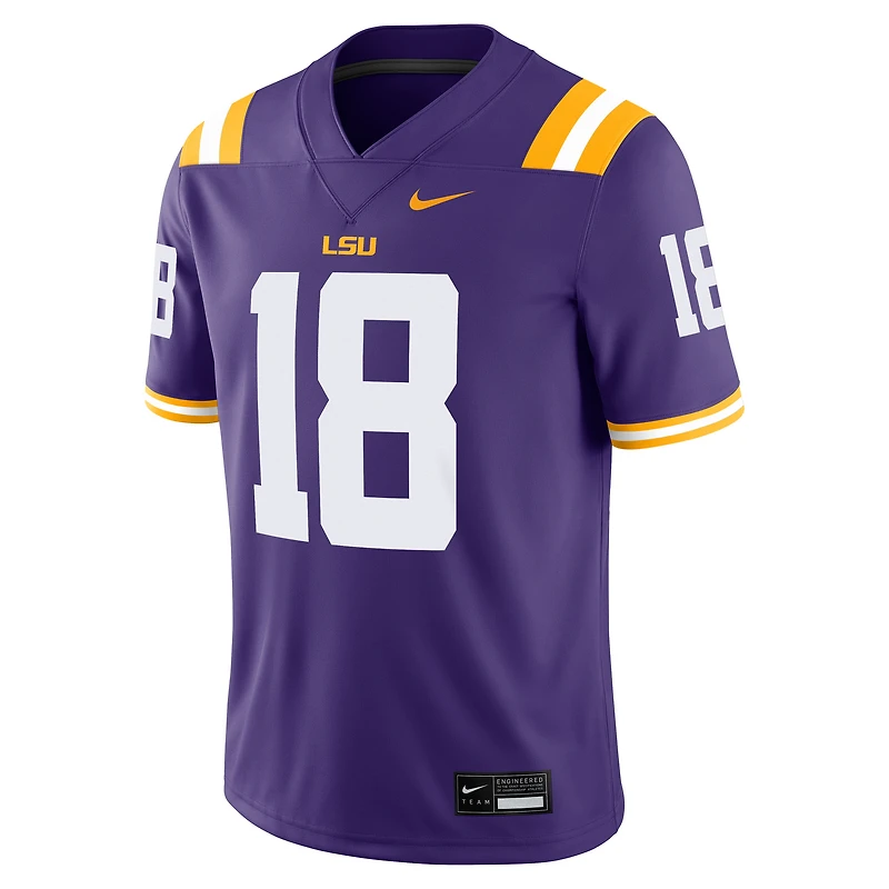 Maillot de football américain Nike Garrett Nussmeier violet pour homme des LSU Tigers