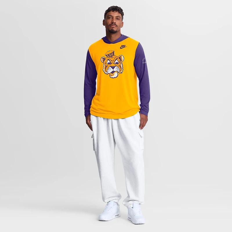 T-shirt à capuche manches longues Nike Gold/Purple LSU Tigers Campus Legacy Tri-Blend pour homme
