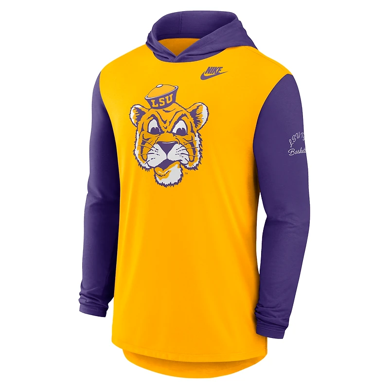 Men's Nike Gold/Purple LSU Tigers Campus Legacy Tri-Blend Long Sleeve Hooded T-Shirt