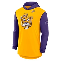 Men's Nike Gold/Purple LSU Tigers Campus Legacy Tri-Blend Long Sleeve Hooded T-Shirt