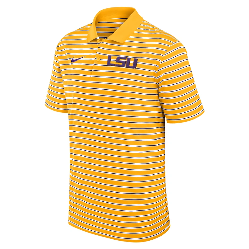 Men's Nike Gold/White LSU Tigers Primetime Victory Striped Dri-FIT Polo