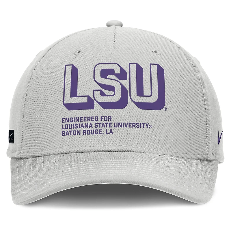Men's Nike Gray LSU Tigers 2025 Sideline Dust Pinched Rise Adjustable Hat