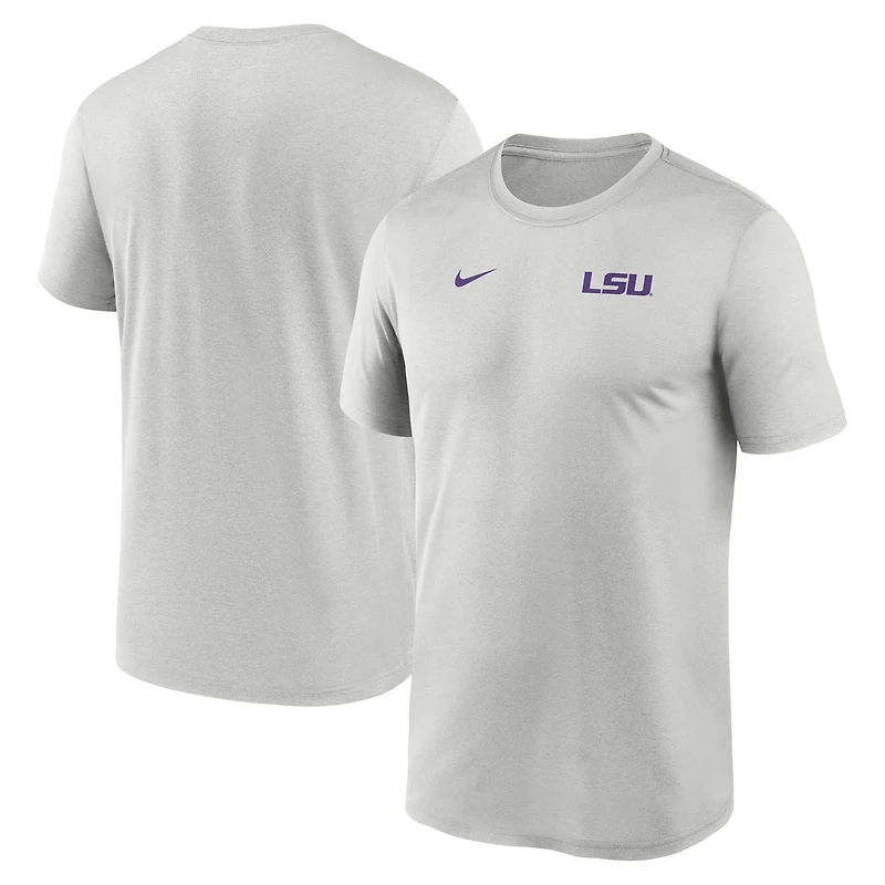 T-shirt Nike gris LSU Tigers 2025 Sideline pour homme avec petit logo Legend Dri-FIT