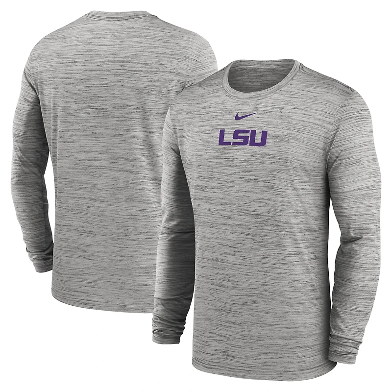 Men's Nike Gray LSU Tigers 2025 Sideline Velocity Performance Long Sleeve T-Shirt
