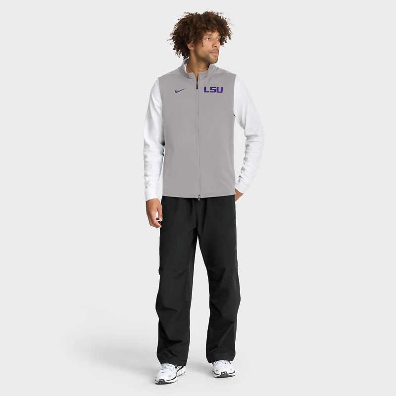 Gilet Nike gris LSU Tigers Primetime Victory Performance à fermeture éclair intégrale pour homme
