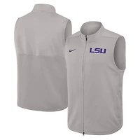 Gilet Nike gris LSU Tigers Primetime Victory Performance à fermeture éclair intégrale pour homme