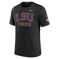 T-shirt Nike noir chiné pour homme LSU Tigers Campus Collegiate Block Tri-Blend