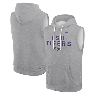 Men's Nike Heather Gray LSU Tigers 2025 Sideline Performance Sleeveless Pullover Hoodie