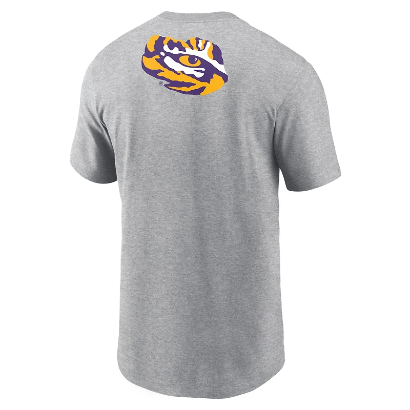 Men's Nike Heather Gray LSU Tigers Campus 2-Hit Primary Mascot T-Shirt