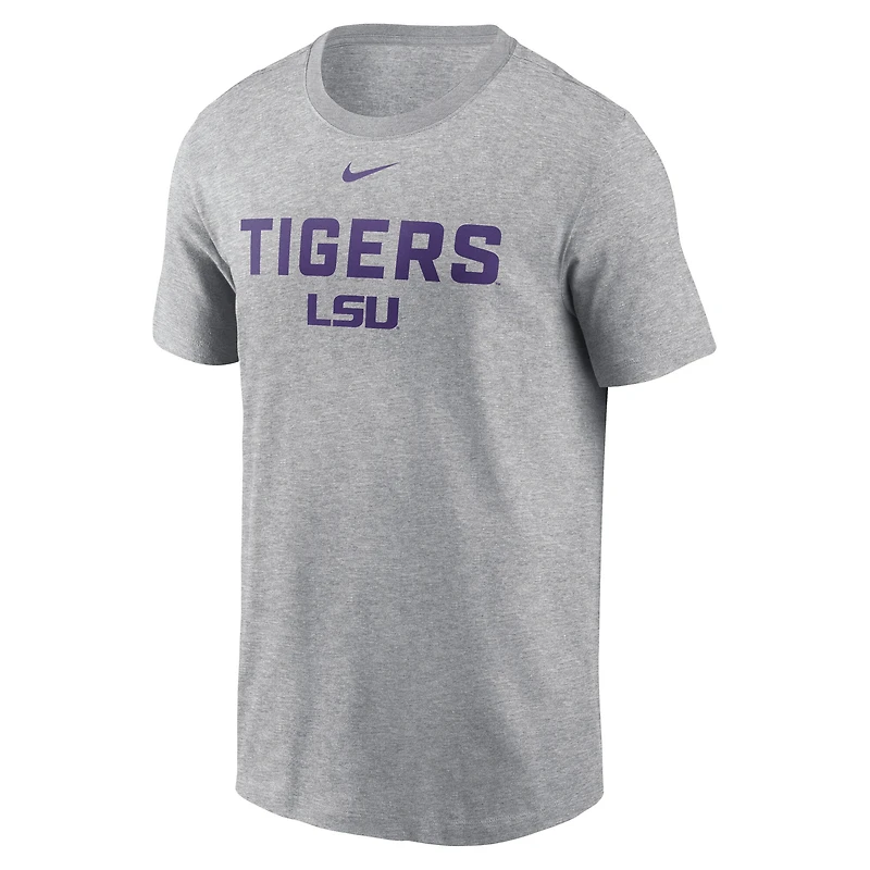 T-shirt Nike gris chiné LSU Tigers Campus 2-Hit pour homme