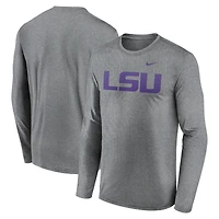 T-shirt à manches longues Nike Heather Grey LSU Tigers Primetime Primary Legend pour homme