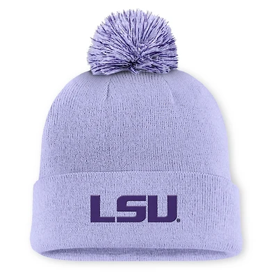 Men's Nike Light Purple LSU Tigers Primetime Peak Campus Cuffed Knit Hat with Pom