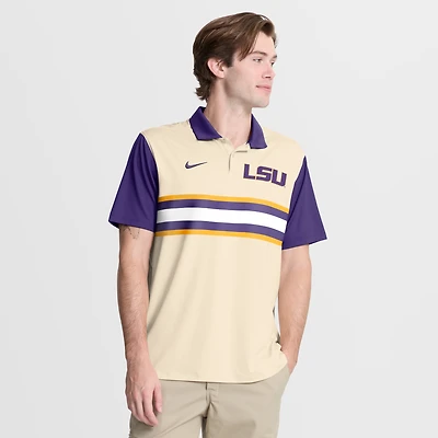 Polo Nike Vapor Dri-FIT pour homme, coloris naturel/violet, logo principal LSU Tigers