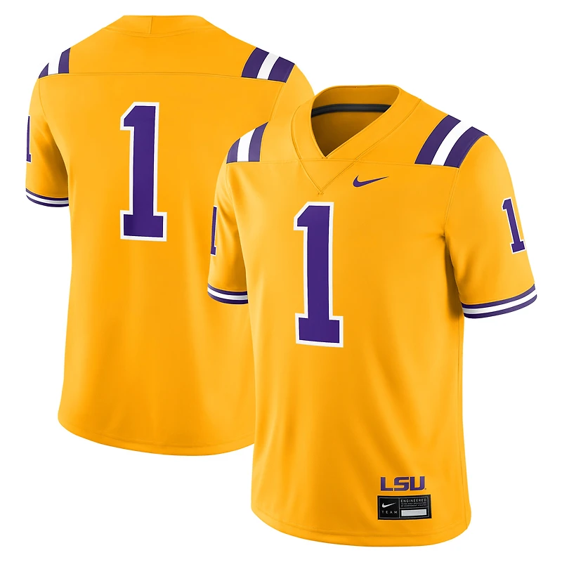 Maillot de football Nike #1 Gold LSU Tigers pour homme