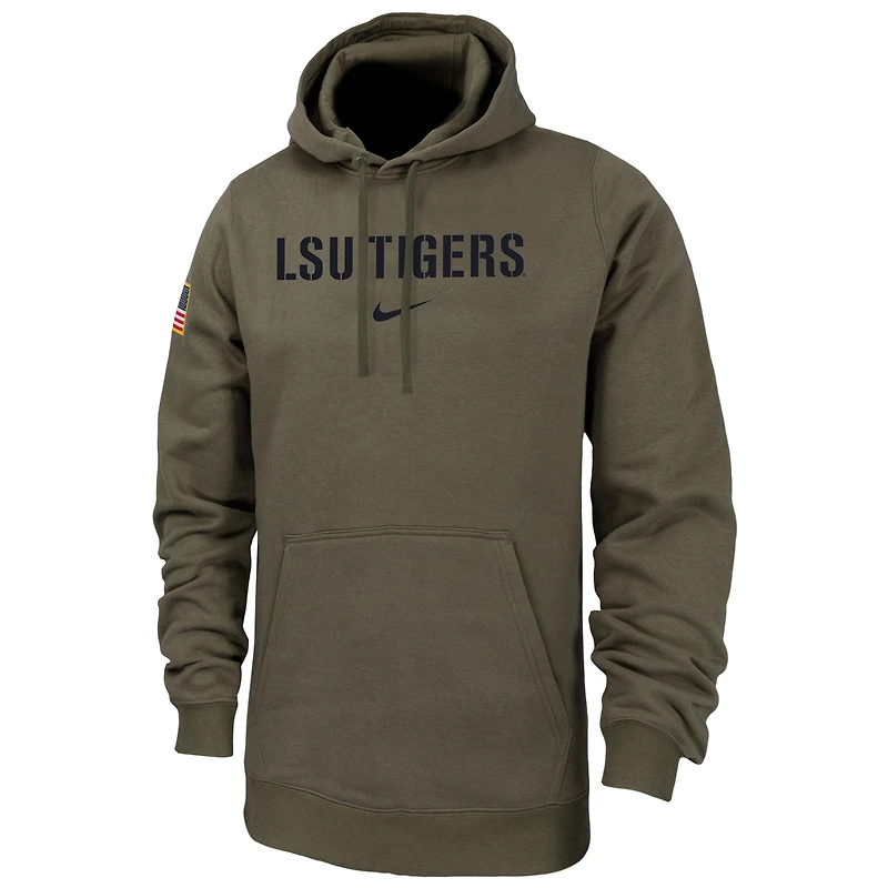 Men's Nike  Olive LSU Tigers Military Pack Club Fleece Pullover Hoodie