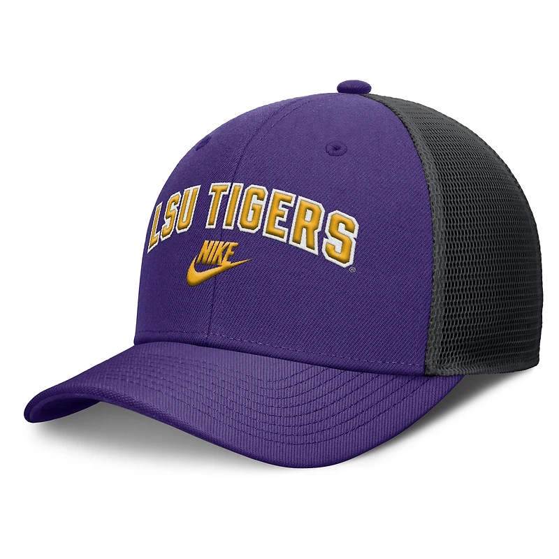 Casquette ajustable Nike LSU Tigers Legacy Arch Rise Performance Trucker pour homme, violet/noir