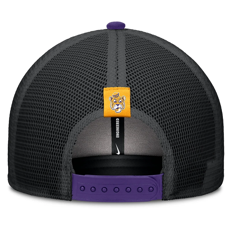 Casquette ajustable Nike LSU Tigers Legacy Arch Rise Performance Trucker pour homme, violet/noir