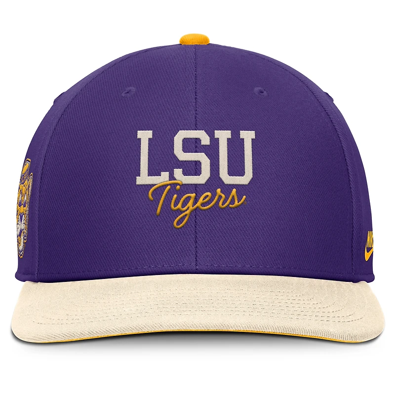 Men's Nike Purple/Cream LSU Tigers Pro Legacy Script Snapback Hat