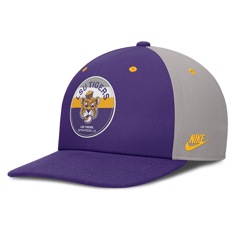 Casquette Nike LSU Tigers Prep Pro Performance Snapback Violet/Gris pour homme