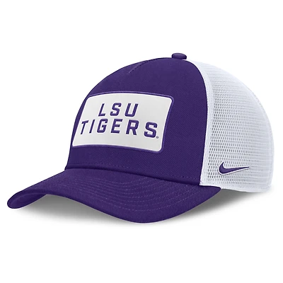 Men's Nike Purple/White LSU Tigers 2025 On-Field Rise Patch Trucker Adjustable Hat