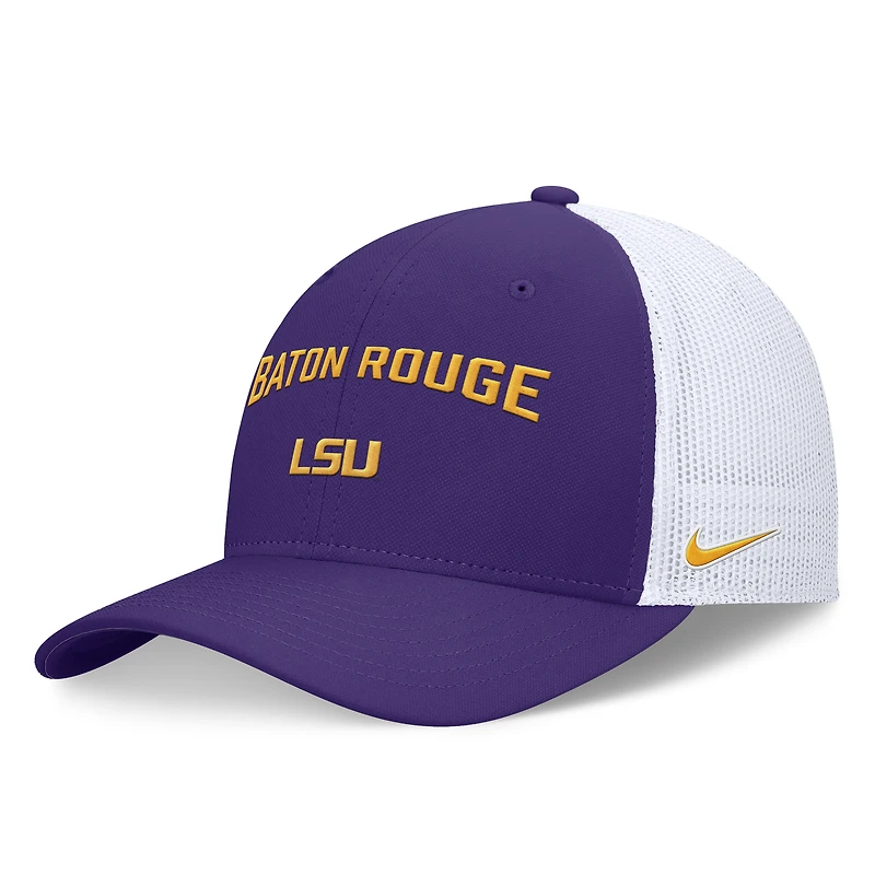 Casquette réglable Nike LSU Tigers Primetime Rise City Trucker violet/blanc pour homme