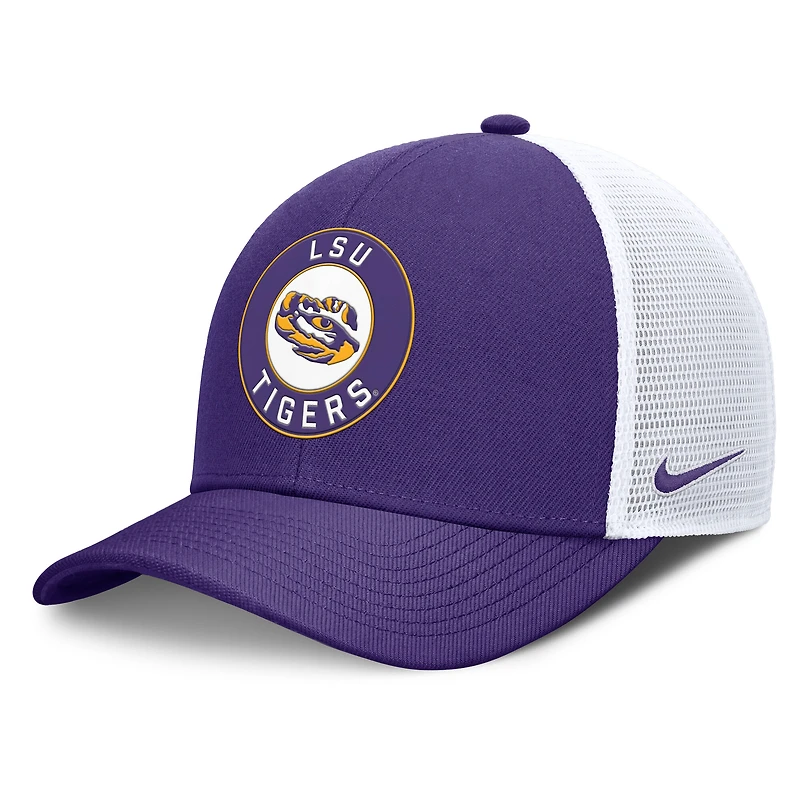Casquette ajustable Nike LSU Tigers Rise Primetime Performance Trucker violette/blanche pour homme