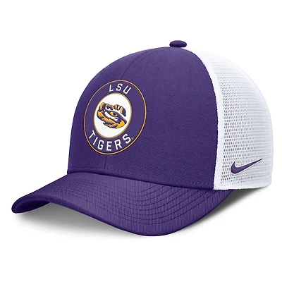 Casquette ajustable Nike LSU Tigers Rise Primetime Performance Trucker violette/blanche pour homme