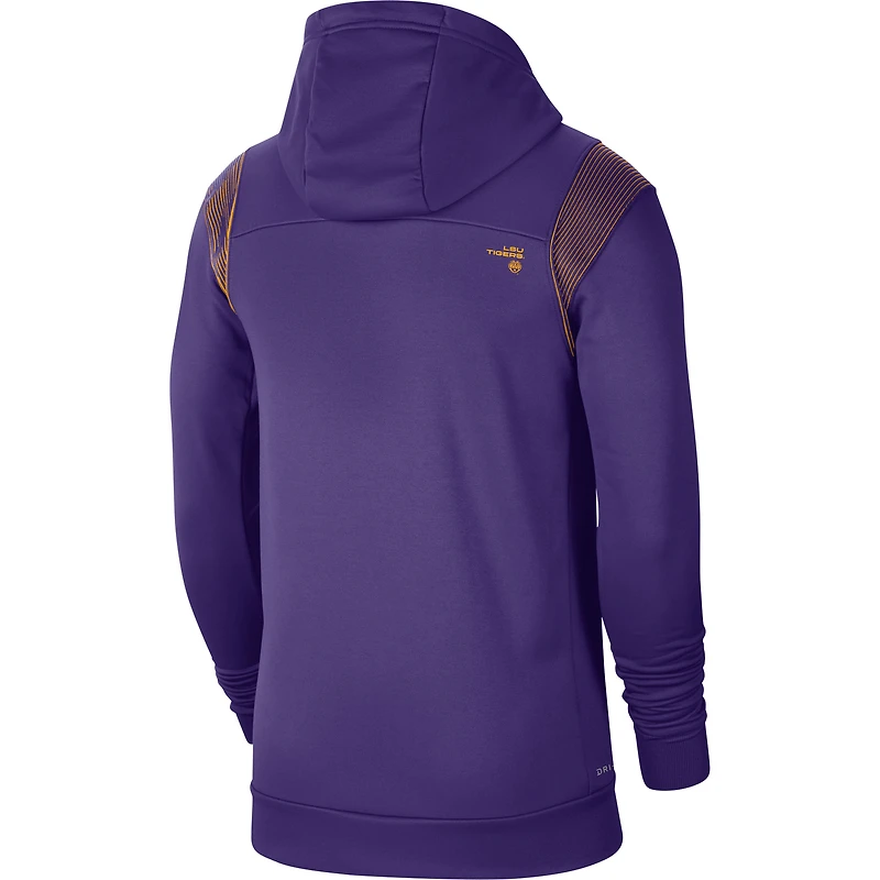 Sweat à capuche zippé Nike LSU Tigers 2021 Sideline Performance violet pour homme