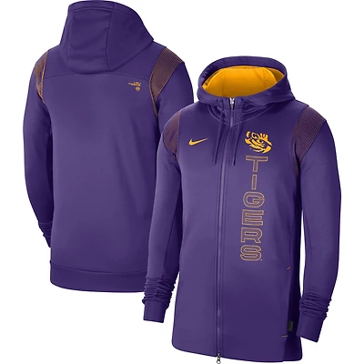 Sweat à capuche zippé Nike LSU Tigers 2021 Sideline Performance violet pour homme