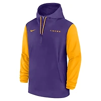 Men's Nike Purple LSU Tigers 2024 Sideline Pregame Player Half-Zip Hoodie