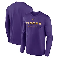 T-shirt à manches longues Nike violet LSU Tigers 2025 Courtside Basketball Shootaround Legend Dri-FIT pour homme