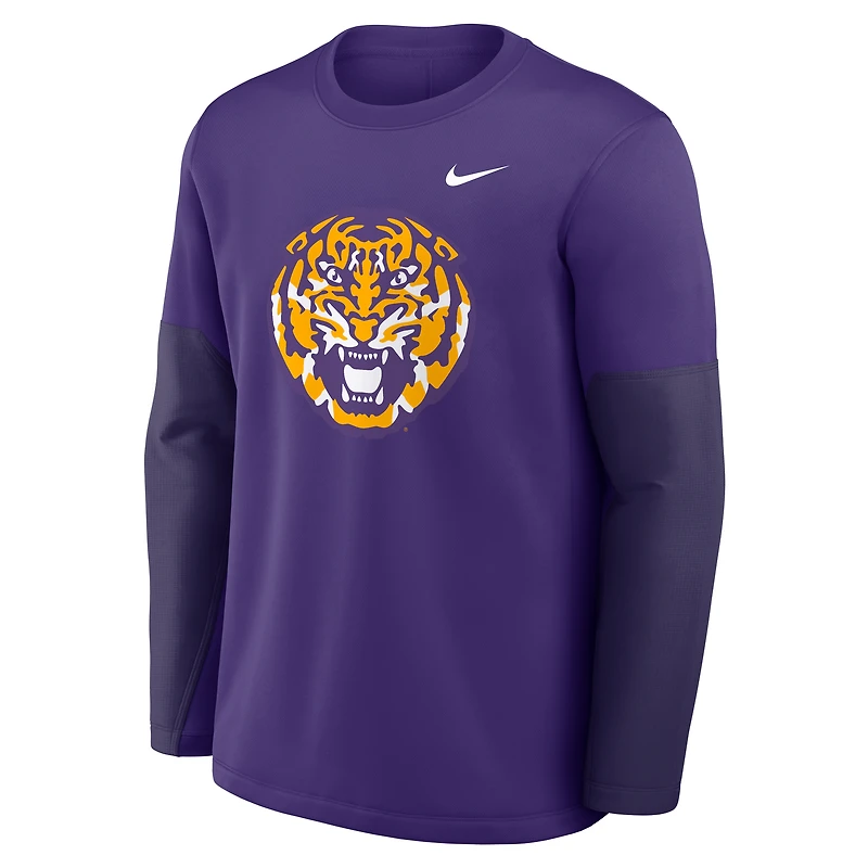 Men's Nike Purple LSU Tigers 2025 Sideline Coach Therma-FIT Long Sleeve T-Shirt