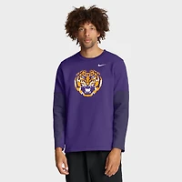 T-shirt Nike violet à manches longues LSU Tigers 2025 Sideline Coach Therma-FIT pour homme