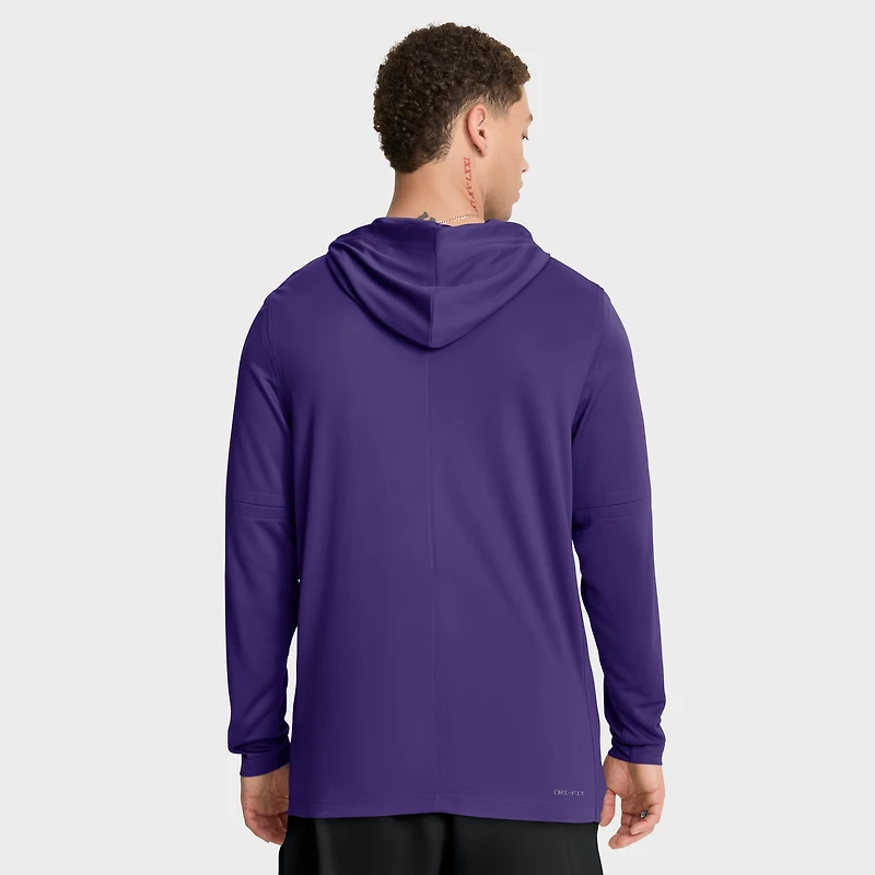 T-shirt à capuche et manches longues Nike violet LSU Tigers 2025 Sideline Dri-FIT pour homme