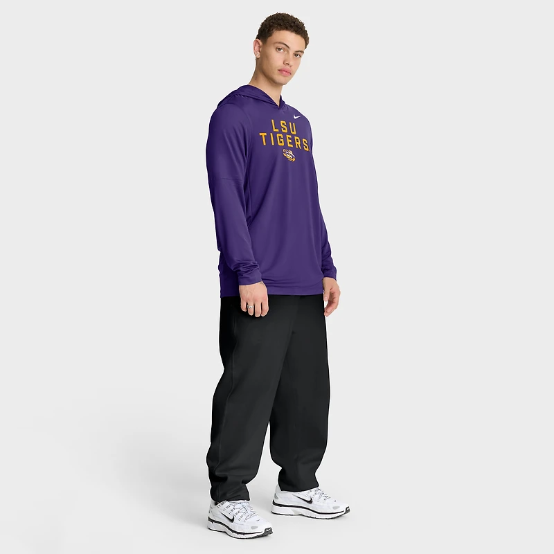 T-shirt à capuche et manches longues Nike violet LSU Tigers 2025 Sideline Dri-FIT pour homme