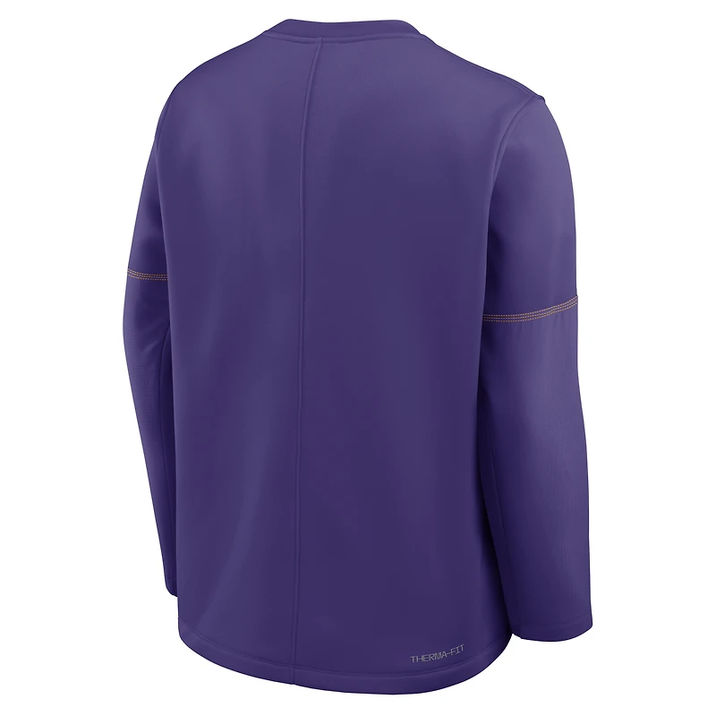 Haut à manches longues Nike violet LSU Tigers 2026 Sideline Coaches Therma-FIT pour homme