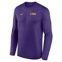 T-shirt à manches longues Nike Legend Dri-FIT violet LSU Tigers 2026 Sideline avec petit logo pour homme