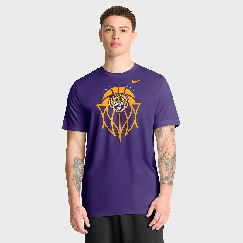 T-shirt Nike Dri-FIT violet pour homme, modèle Icon Legend de l'icône du basketball des LSU Tigers Nike.