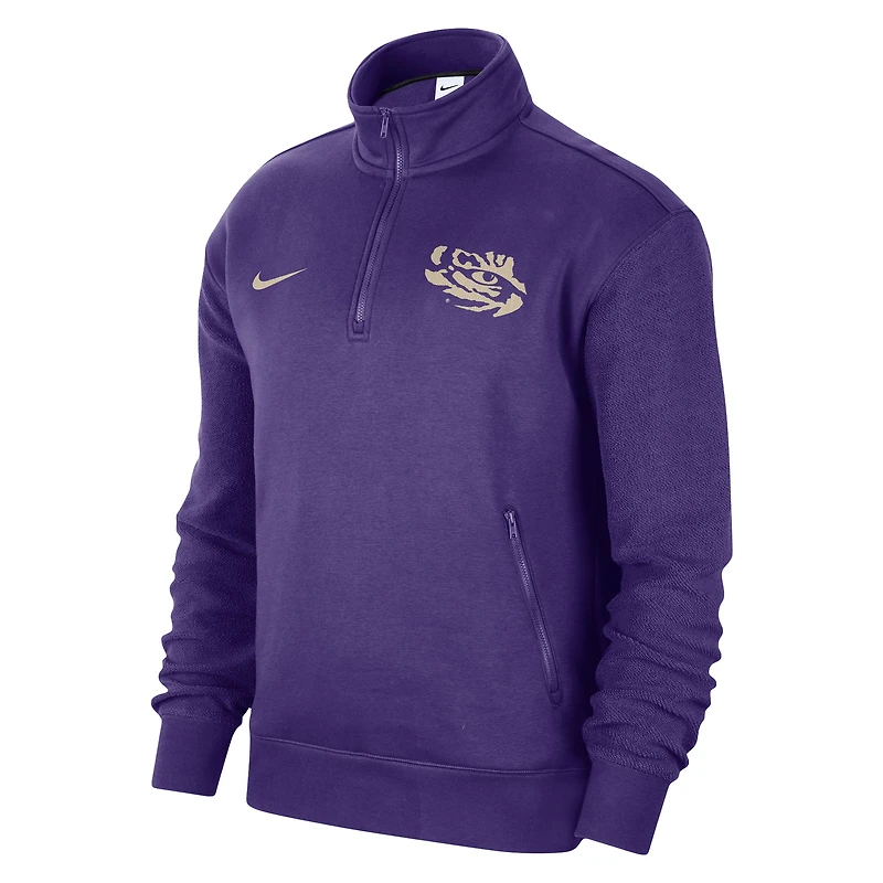 Men's Nike Purple LSU Tigers Campus Athletic Department Quarter-Zip Sweatshirt