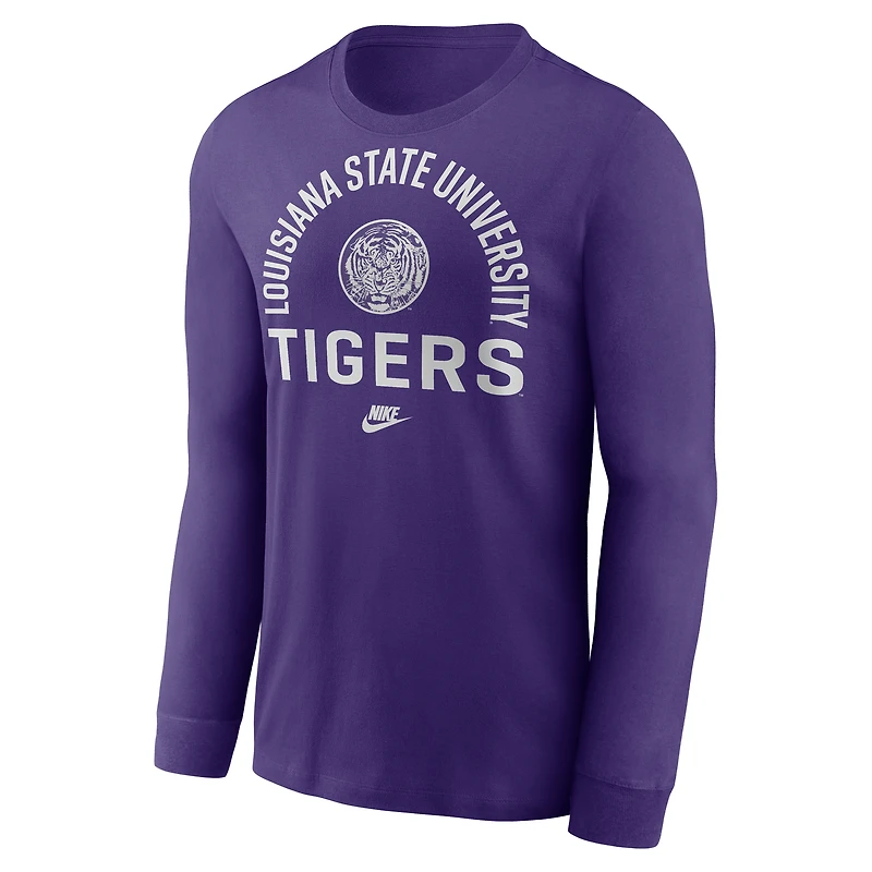 T-shirt à manches longues Nike violet LSU Tigers Legacy Arched Logo pour homme