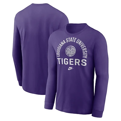 Men's Nike Purple LSU Tigers Legacy Arched Logo Long Sleeve T-Shirt