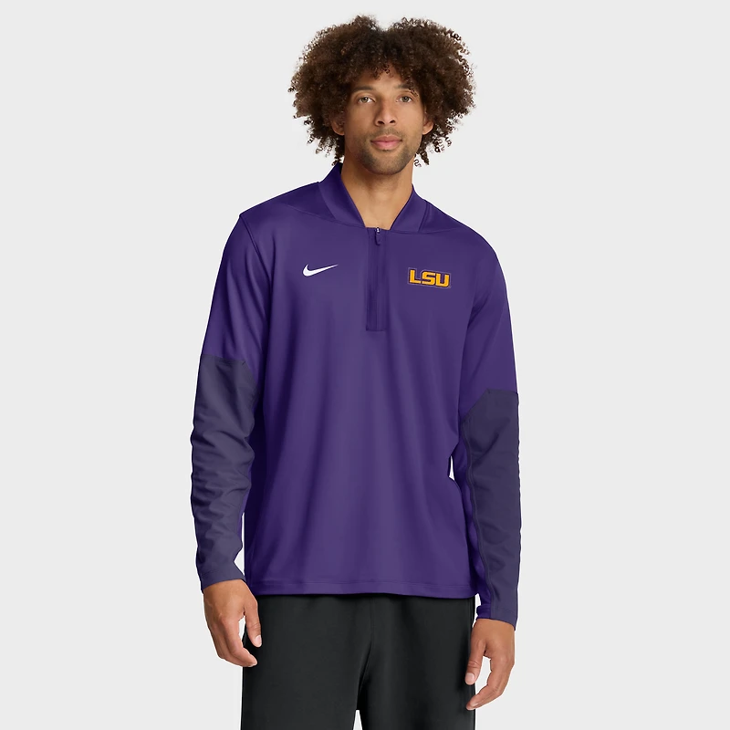 Pull Nike violet LSU Tigers One Goal Performance à demi-zip pour homme