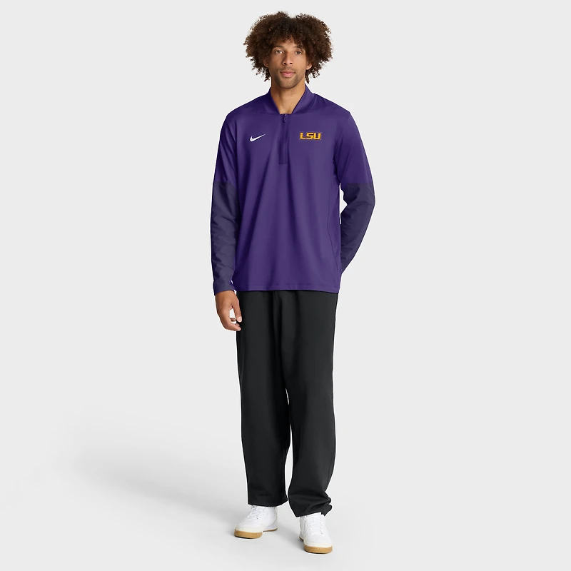 Pull Nike violet LSU Tigers One Goal Performance à demi-zip pour homme