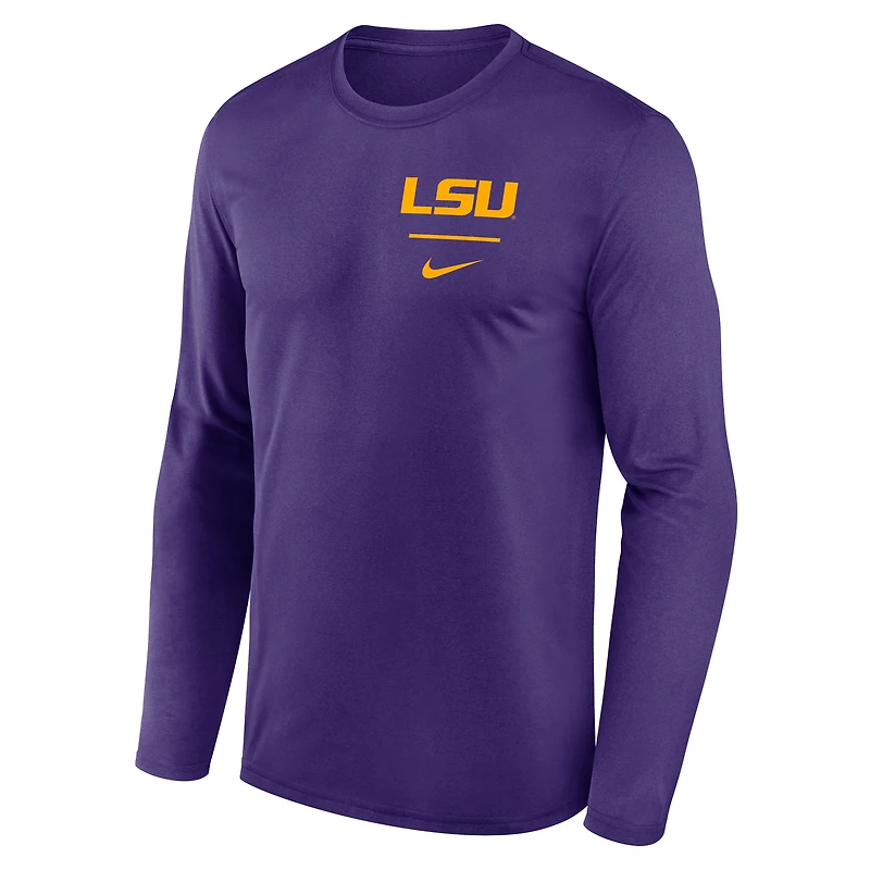 Men's Nike Purple LSU Tigers Primary Stack Legend Performance Long Sleeve T-Shirt